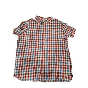 The North Face Mens XL Button Up Shirt Red Blue Plaid Outdoor Casual Trailcore